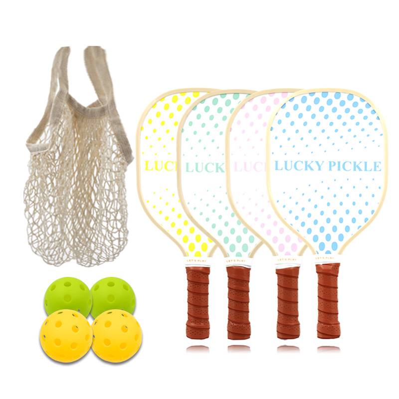 Lucky Poplar 2 racket dot -shaped set (including 2 balls with cotton net pockets)
